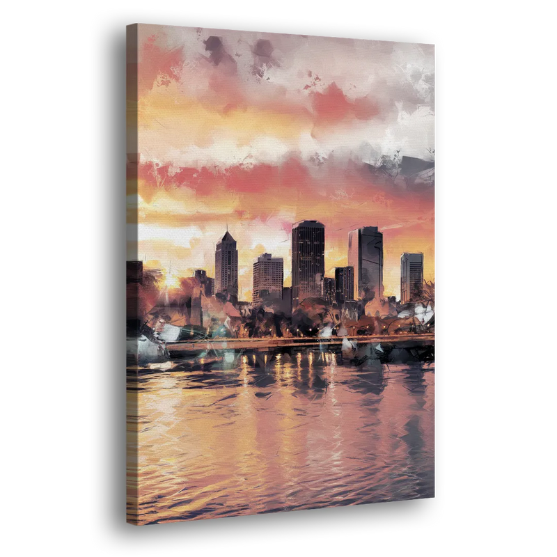 Buffalo Skyline at Sunset - Canvas Print Art Sides