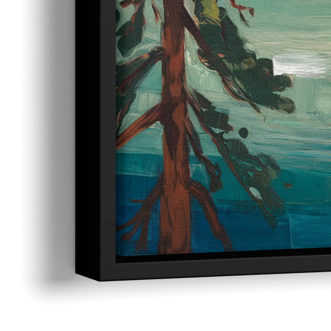 Lake Tahoe Forest Horizon - Close-Up Black Frame Canvas