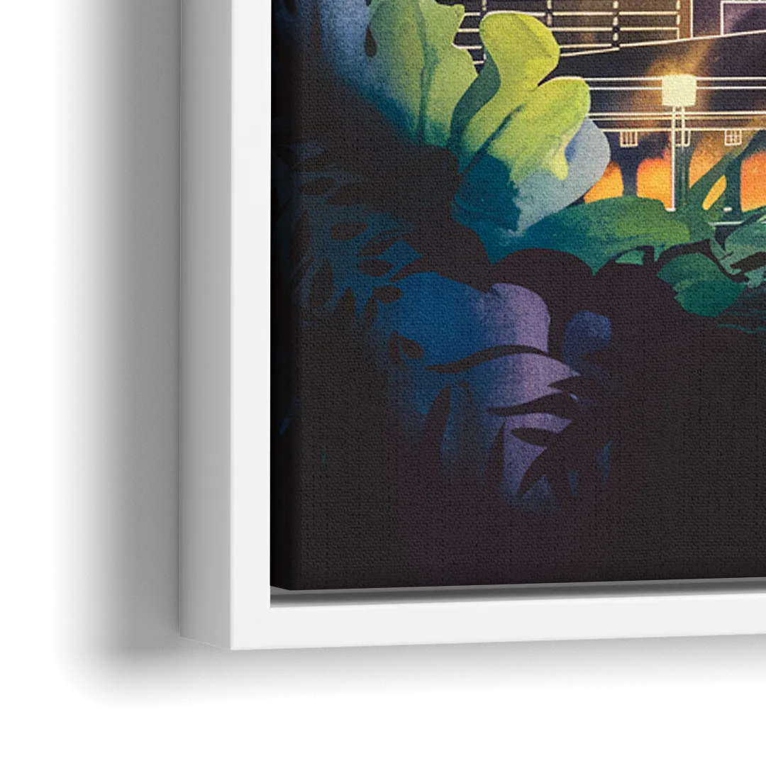 Kansas City Vibrant Downtown - Close-Up White Frame Canvas