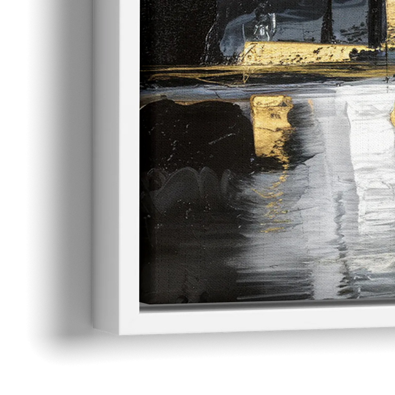 Las Vegas Black And White Skyline - Close-Up White Frame Canvas