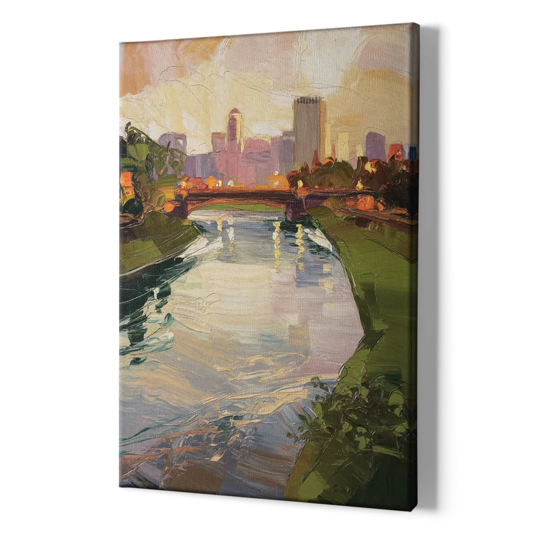 Rochester Genesee River View - Canvas Print Art Sides