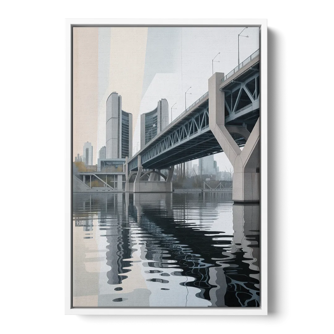 Toronto Cherry Street Bridge - White Frame Canvas