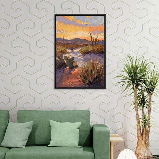 Marfa Sunset Glow - Living Room Black Frame Canvas