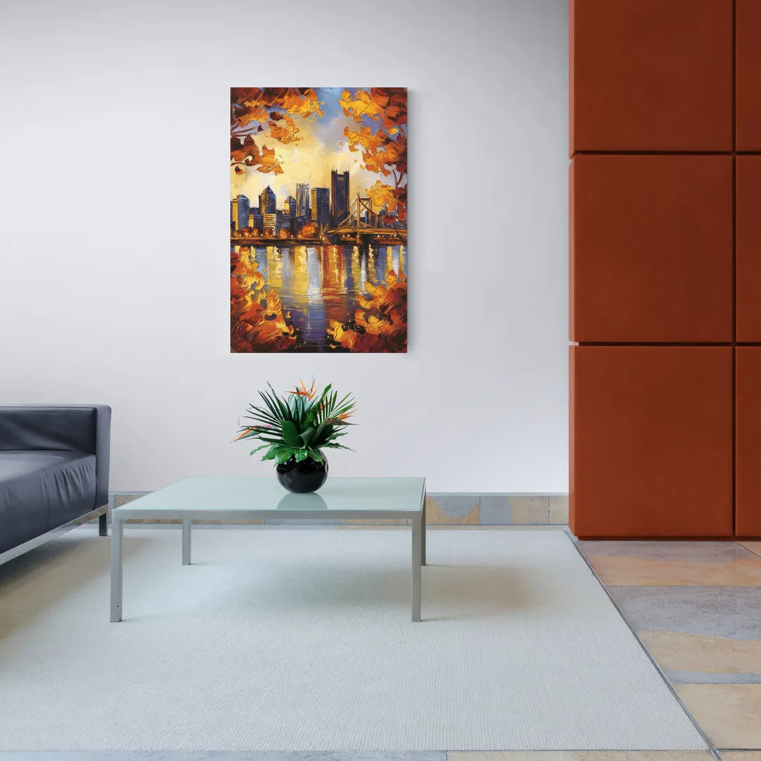 Pittsburgh Skyline in Autumn - Canvas Wall Art Living Room