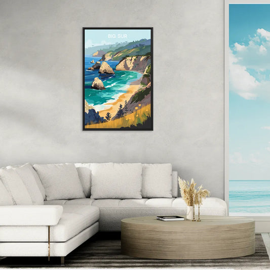 Big Sur Nature Escape - Living Room Black Frame Canvas