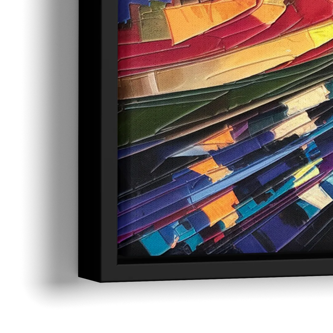 Greenville Vibrant Cityscape - Close-Up Black Frame Canvas