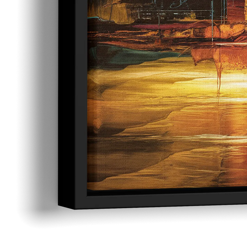 Houston Cityscape - Close-Up Black Frame Canvas