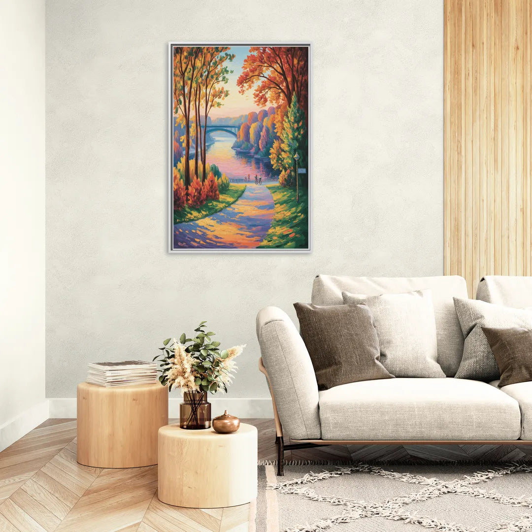 Niagara Parkway Autumn - Living Room White Frame Canvas