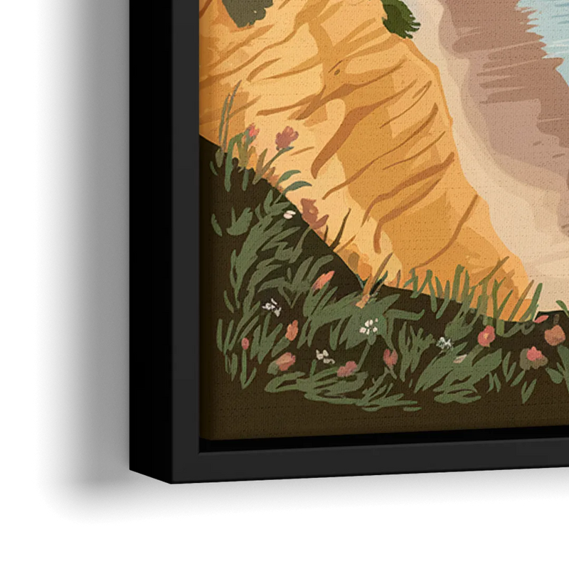 Big Sur Serene Landscape - Close-Up Black Frame Canvas