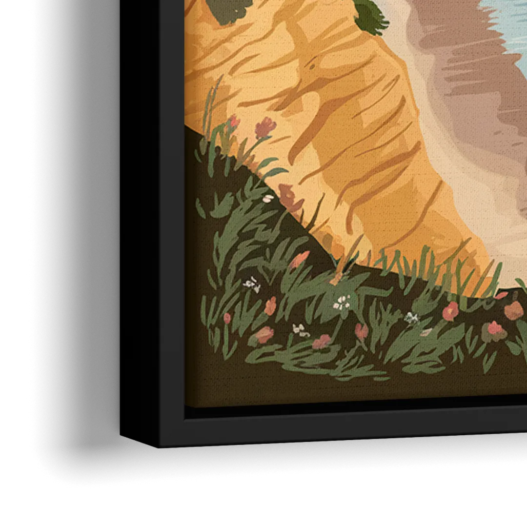 Big Sur Serene Landscape - Close-Up Black Frame Canvas