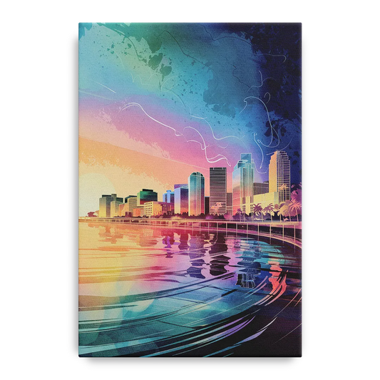 Fort Lauderdale Skyline Reflection - Canvas Wall Art