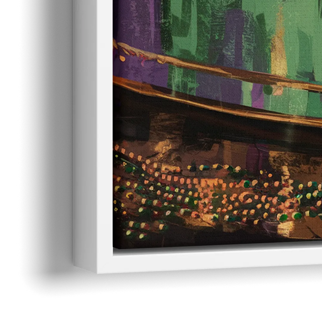 New Orleans Mardi Gras Parade - Close-Up White Frame Canvas