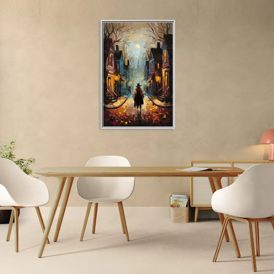 Salem Historic Downtown - Living Room White Frame Canvas