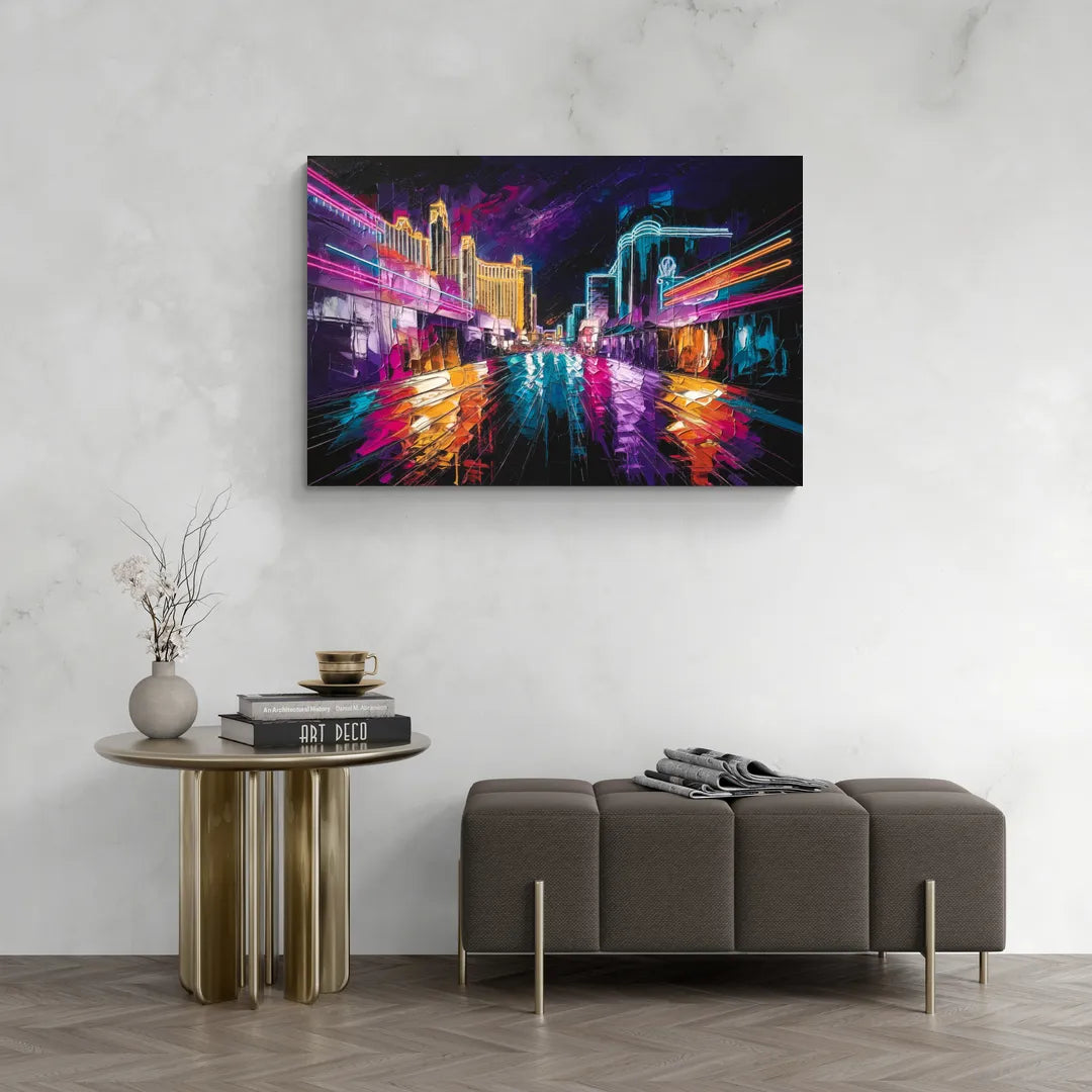 Las Vegas Neon Nights - Canvas Wall Art Living Room