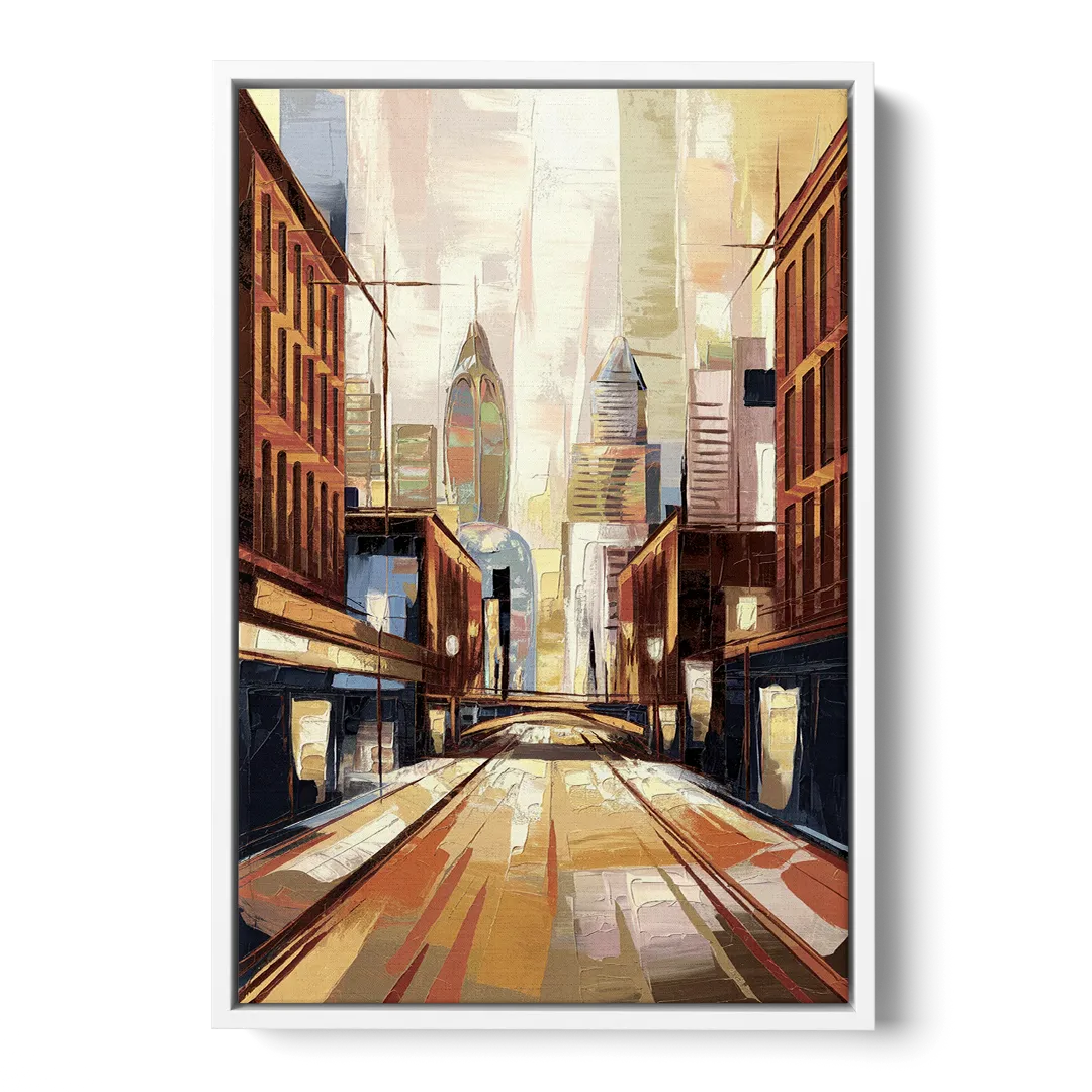 Philadelphia Market Street - White Frame Canvas