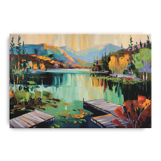 Lake Placid Mirror Lake View - Canvas Wall Art