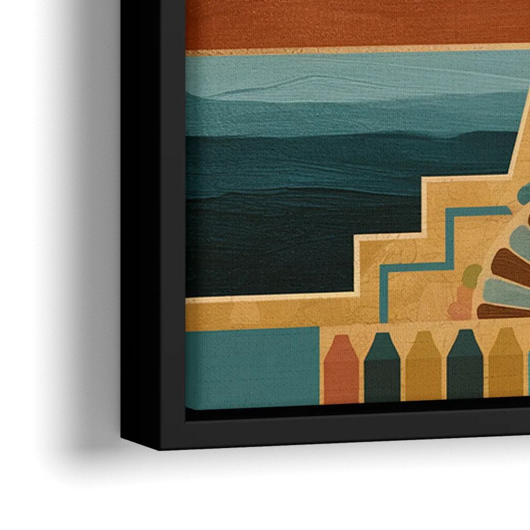 Santa Fe Sunburst Design - Close-Up Black Frame Canvas