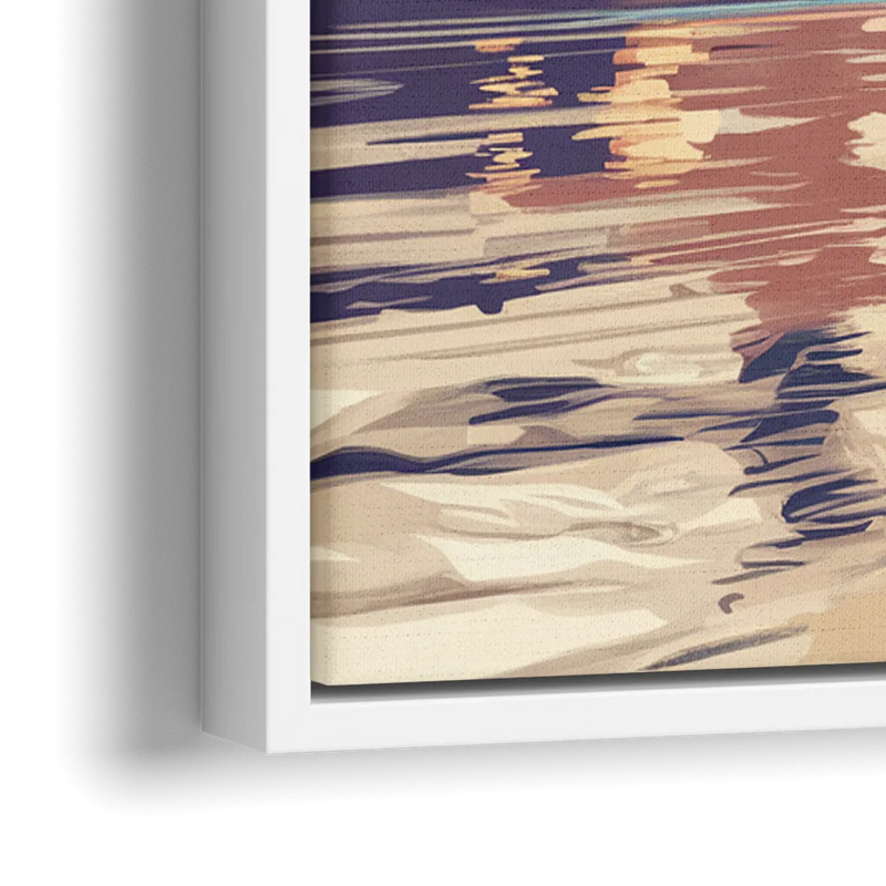 Cleveland Waterfront Views - Close-Up White Frame Canvas