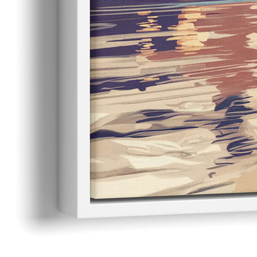 Cleveland Waterfront Views - Close-Up White Frame Canvas