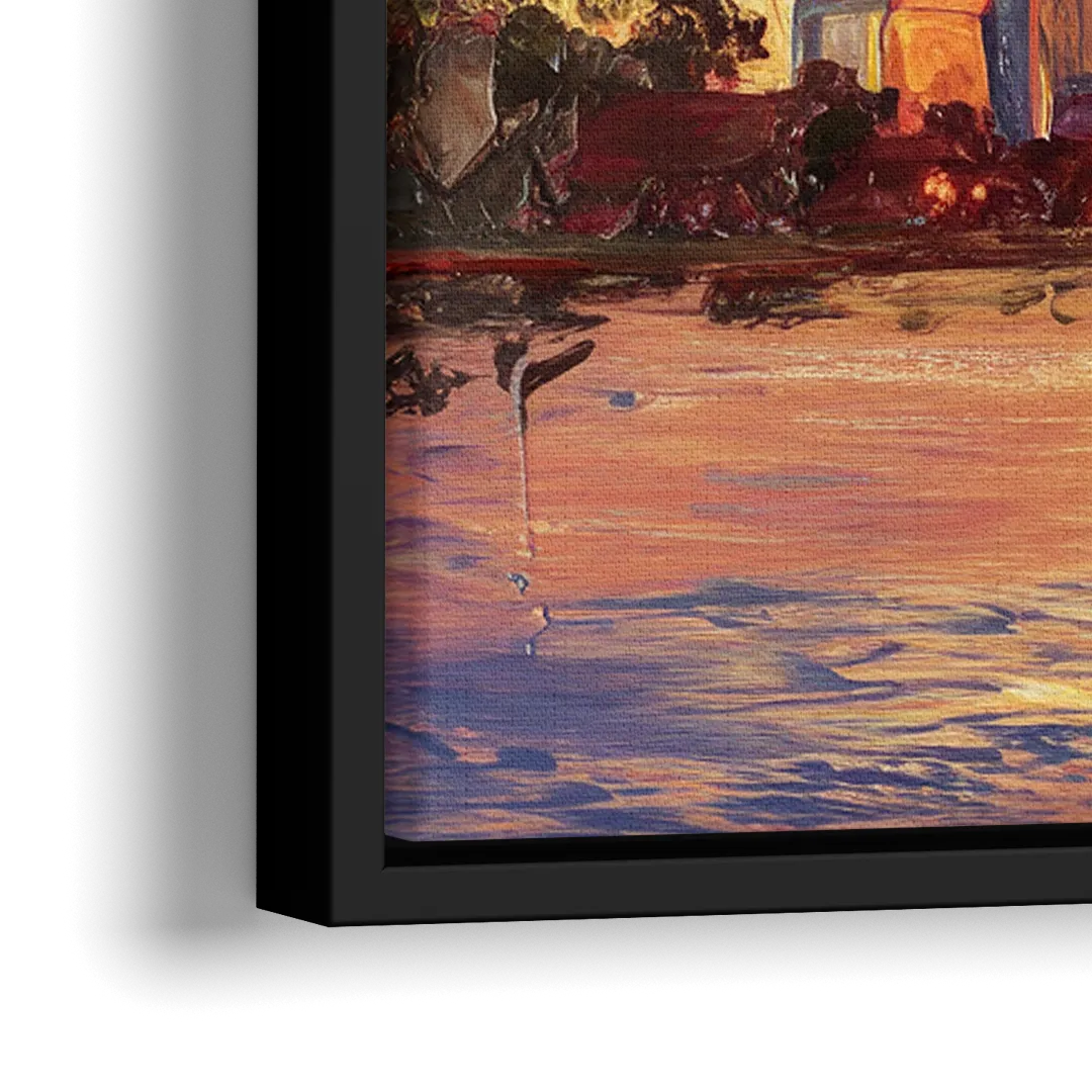 Huntsville Skyline At Sunset - Close-Up Black Frame Canvas