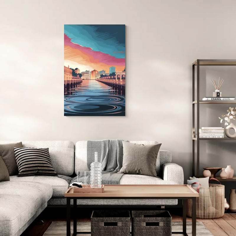 St. Petersburg Skyline Reflection - Canvas Wall Art Living Room