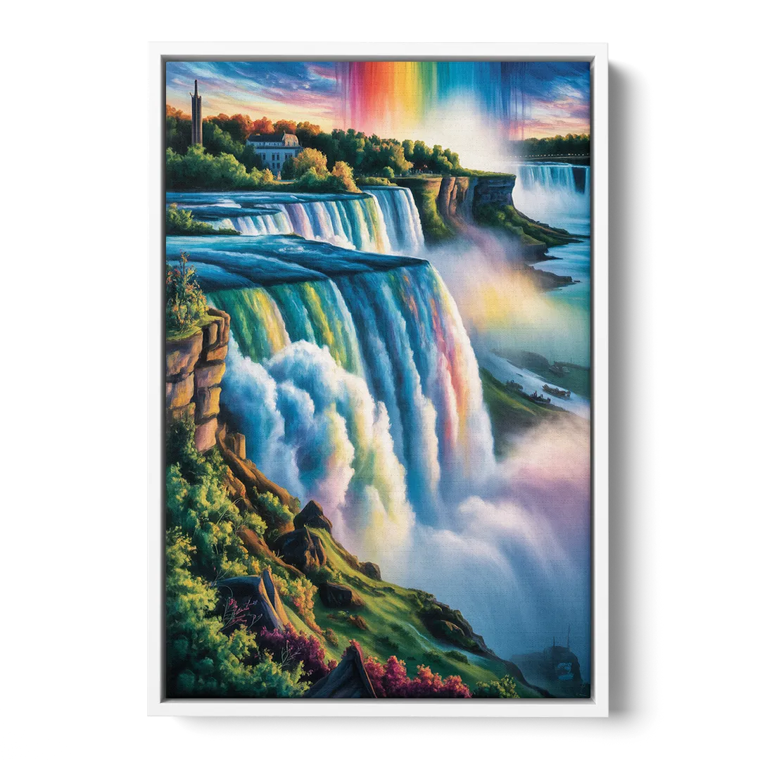 Niagara Falls Close Up - White Frame Canvas