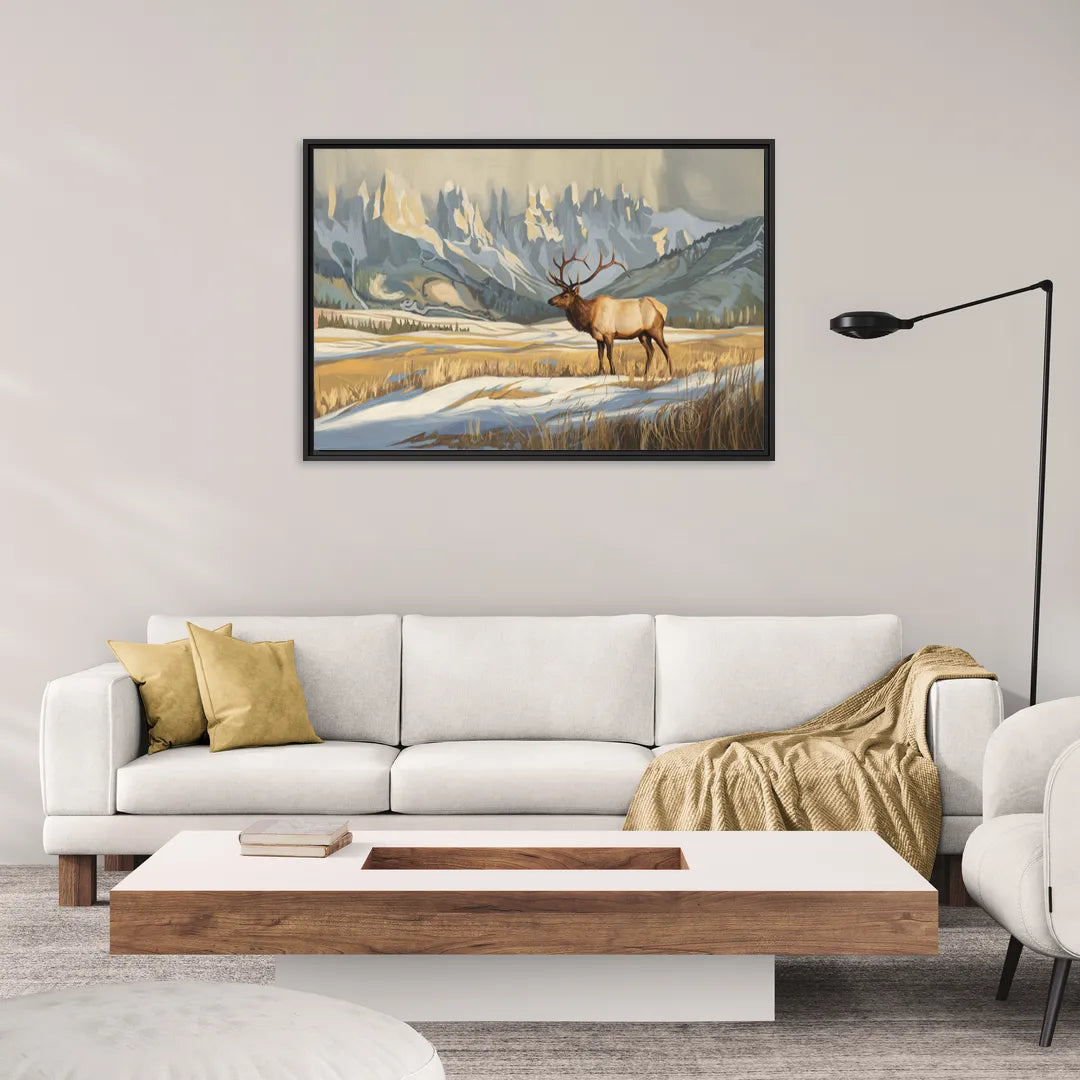 Jackson Hole Wildlife Serenade - Living Room Black Frame Canvas