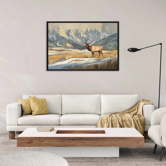 Jackson Hole Wildlife Serenade - Living Room Black Frame Canvas