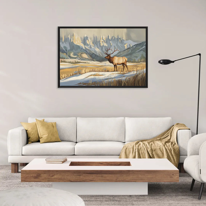 Jackson Hole Wildlife Serenade - Living Room Black Frame Canvas