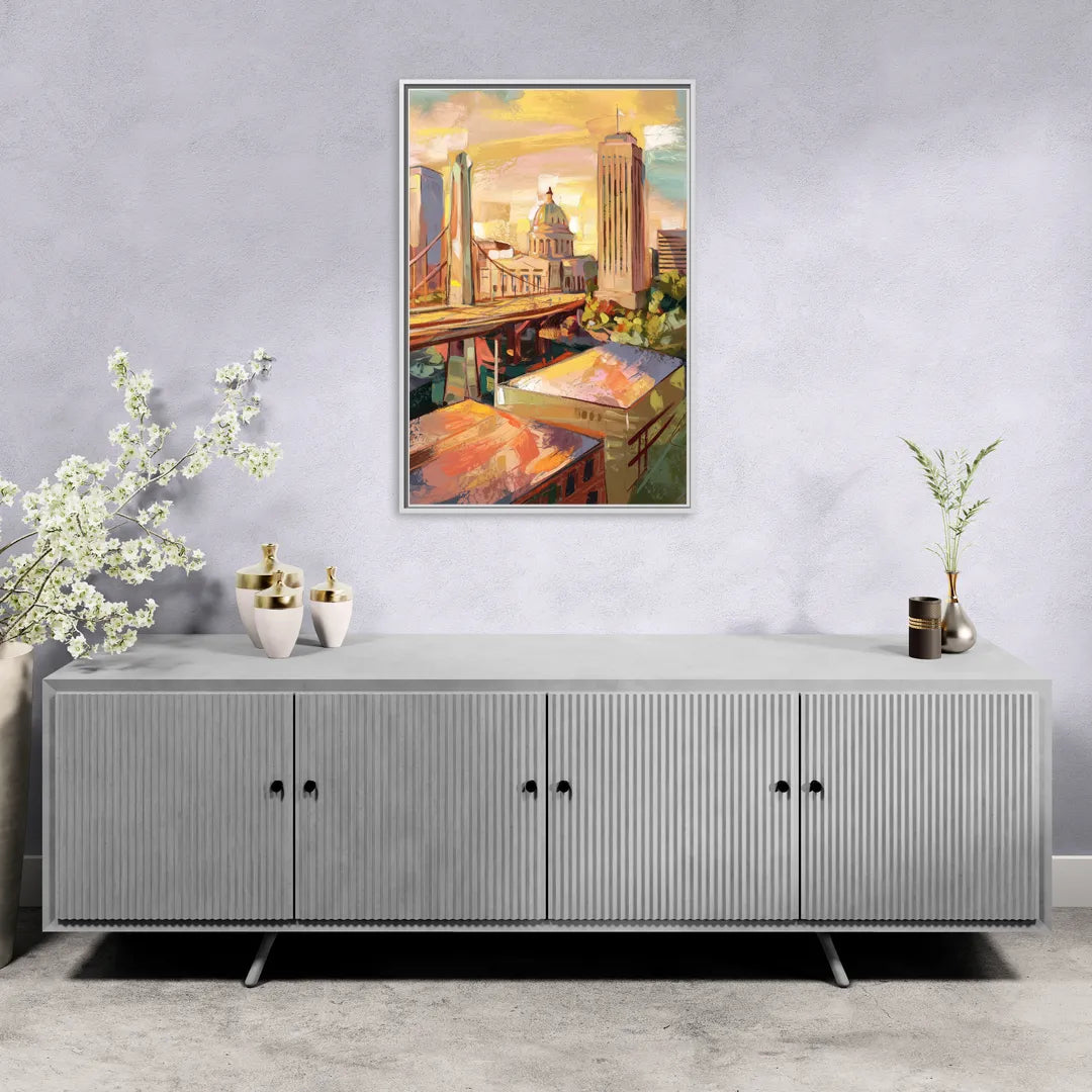 Oklahoma City Historic Landmarks - Living Room White Frame Canvas