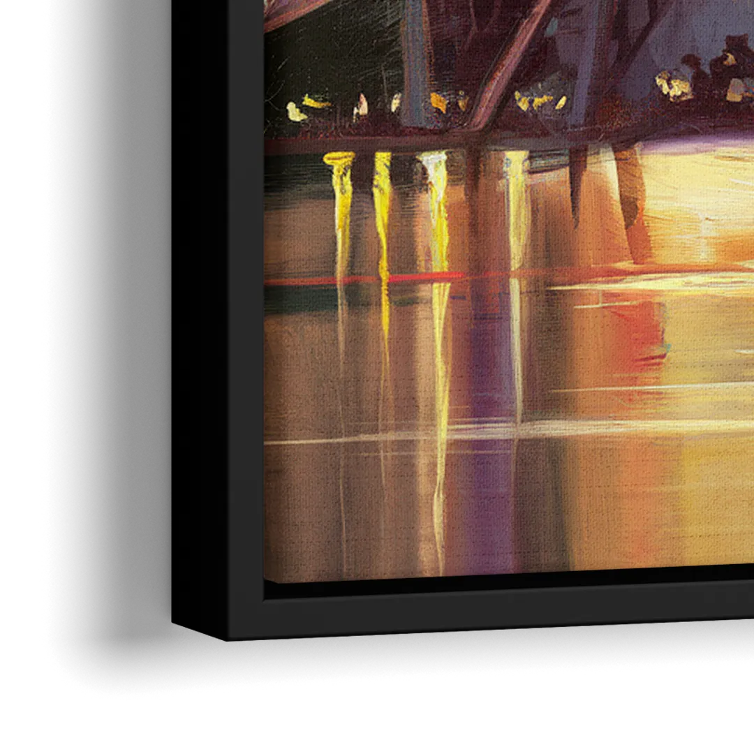 Austin Soaring Bats Scene - Close-Up Black Frame Canvas