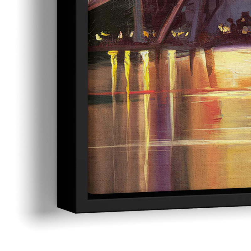 Austin Soaring Bats Scene - Close-Up Black Frame Canvas