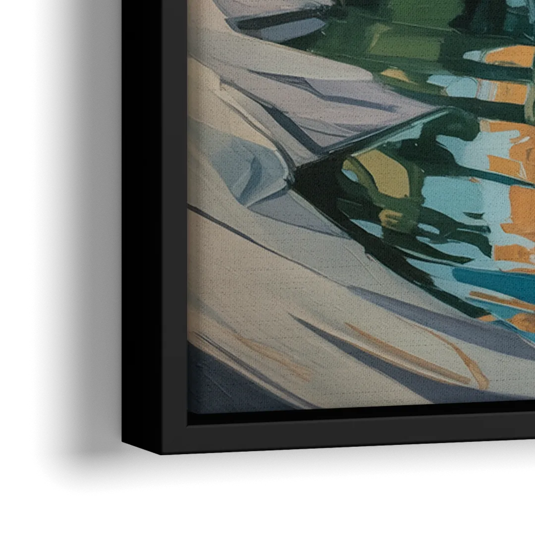 Lake Ontario Reflections - Close-Up Black Frame Canvas