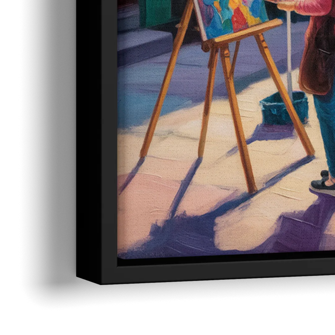 Rue du Tresor Artists Quebec - Close-Up Black Frame Canvas