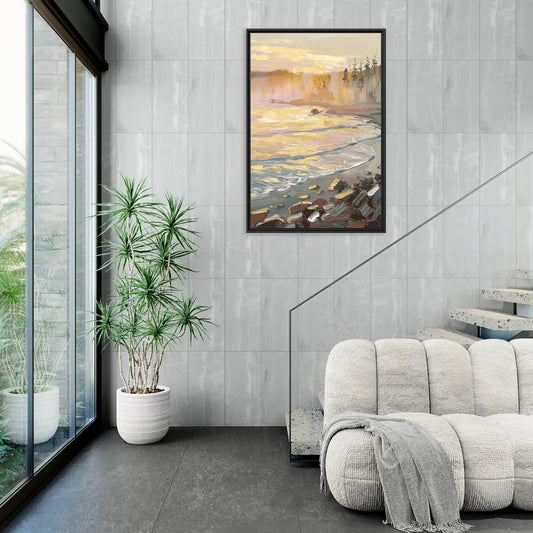 Traverse City Coastal Sunrise - Living Room Black Frame Canvas