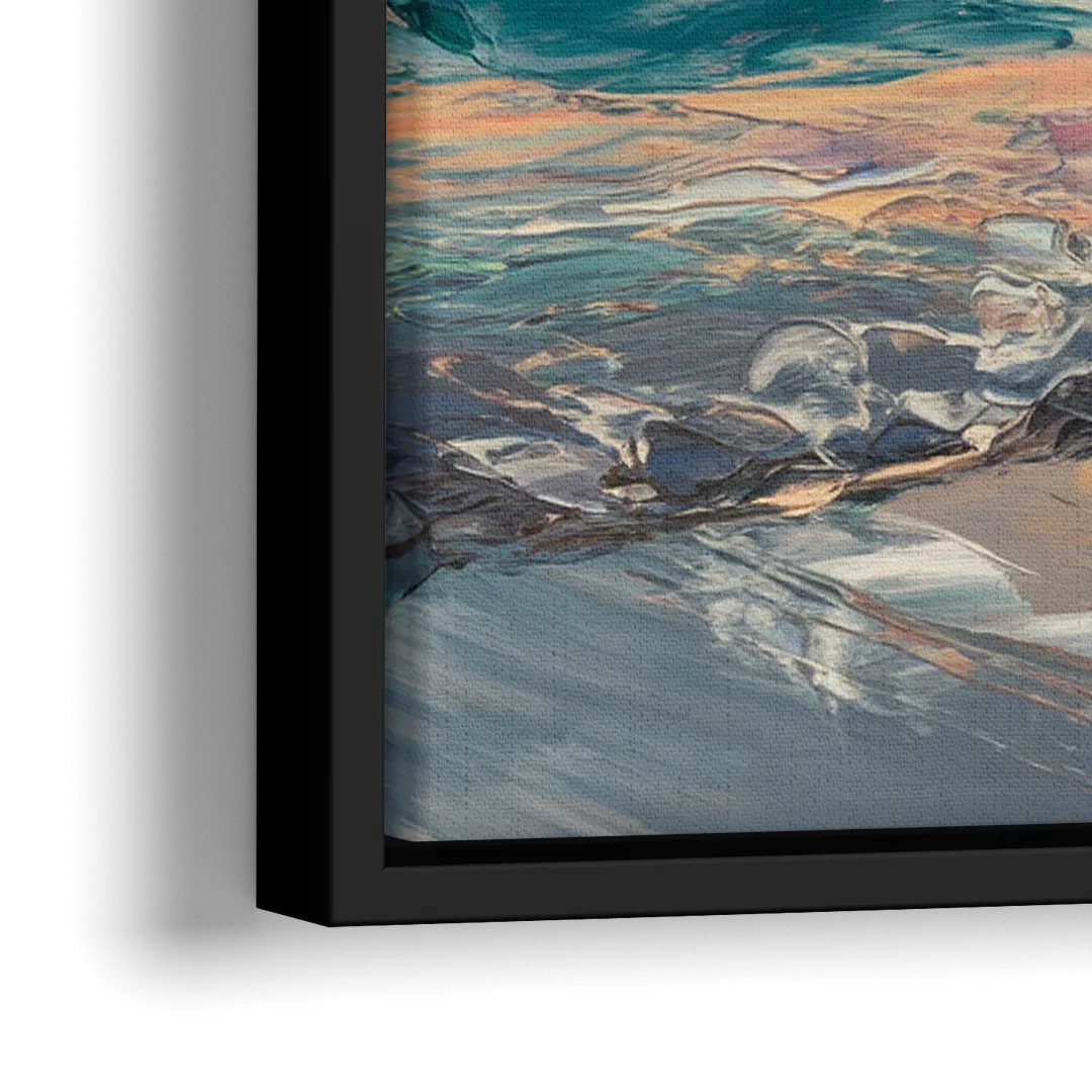 Naples Sunset Over The Gulf - Close-Up Black Frame Canvas