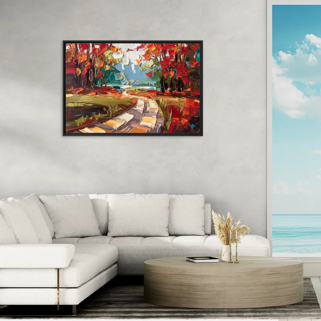 Durham Autumn Colors - Living Room Black Frame Canvas