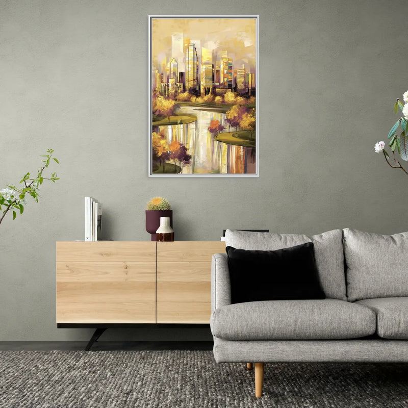 Irving Scenic Views - Living Room White Frame Canvas