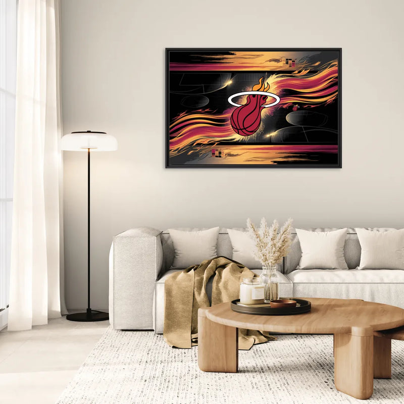 Miami Heat Basketball - Living Room Black Frame Canvas