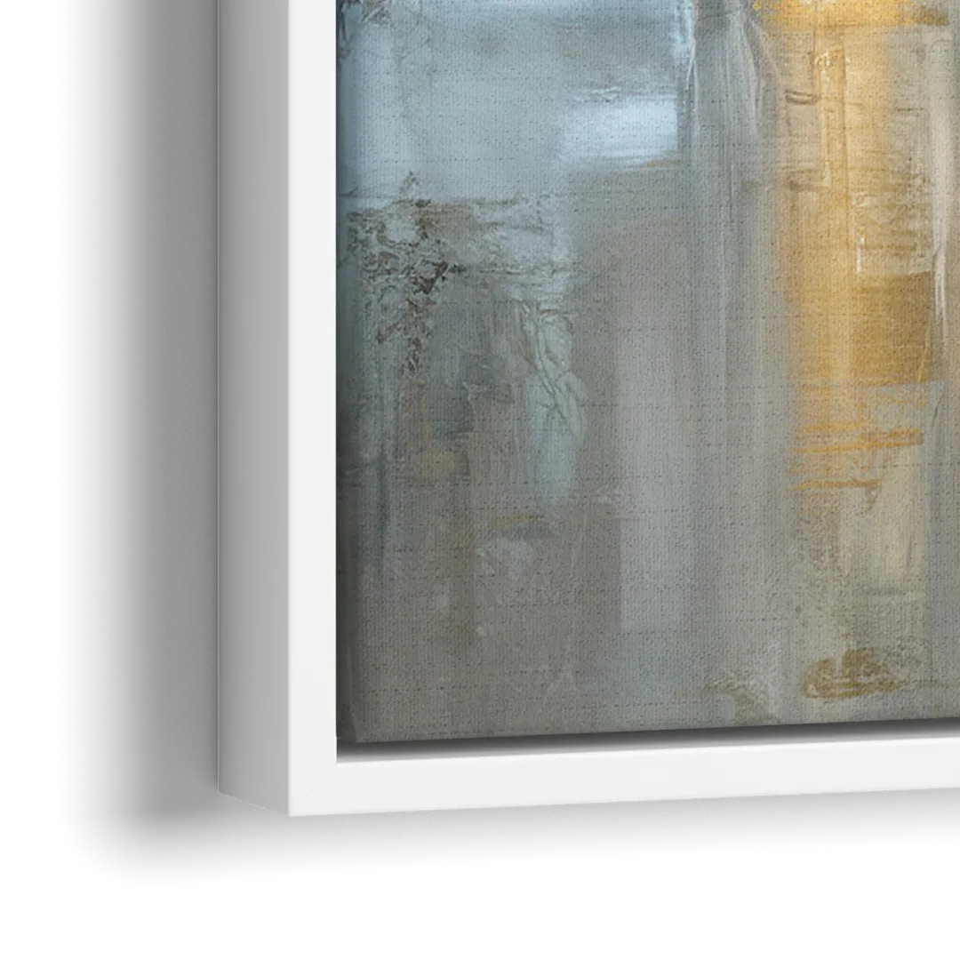 Buffalo Skyline in Winter - Close-Up White Frame Canvas