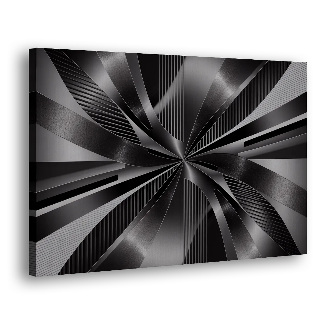 Luxurious Fluidity Black and Grey Abstract - Canvas Print Art Sides