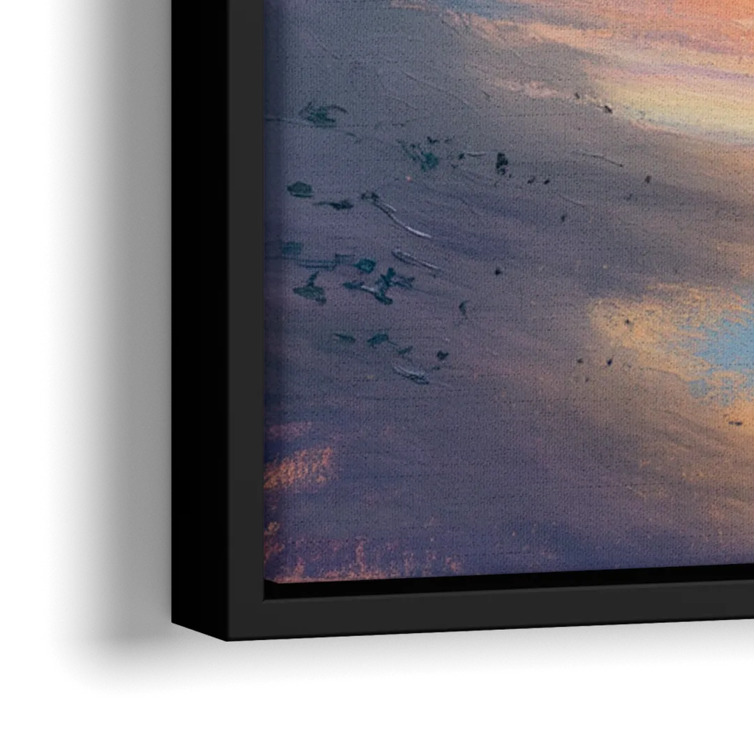 English Bay Sunset - Close-Up Black Frame Canvas