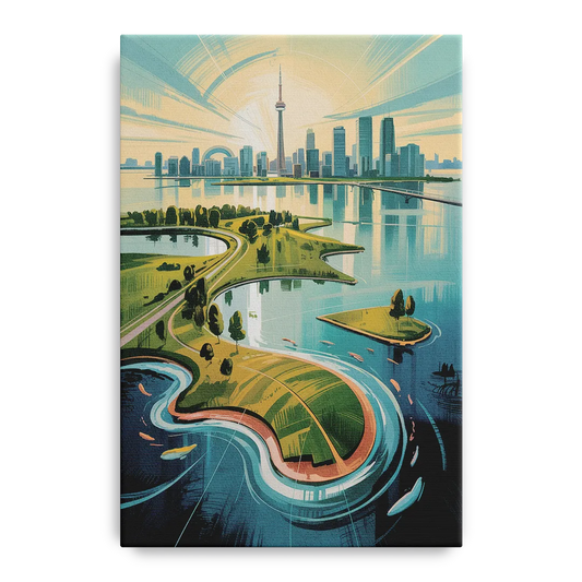Toronto Island Aerial View - Canvas Wall Art