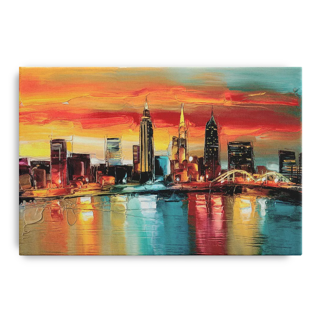 Cleveland Historic Landmarks Watercolor - Canvas Wall Art
