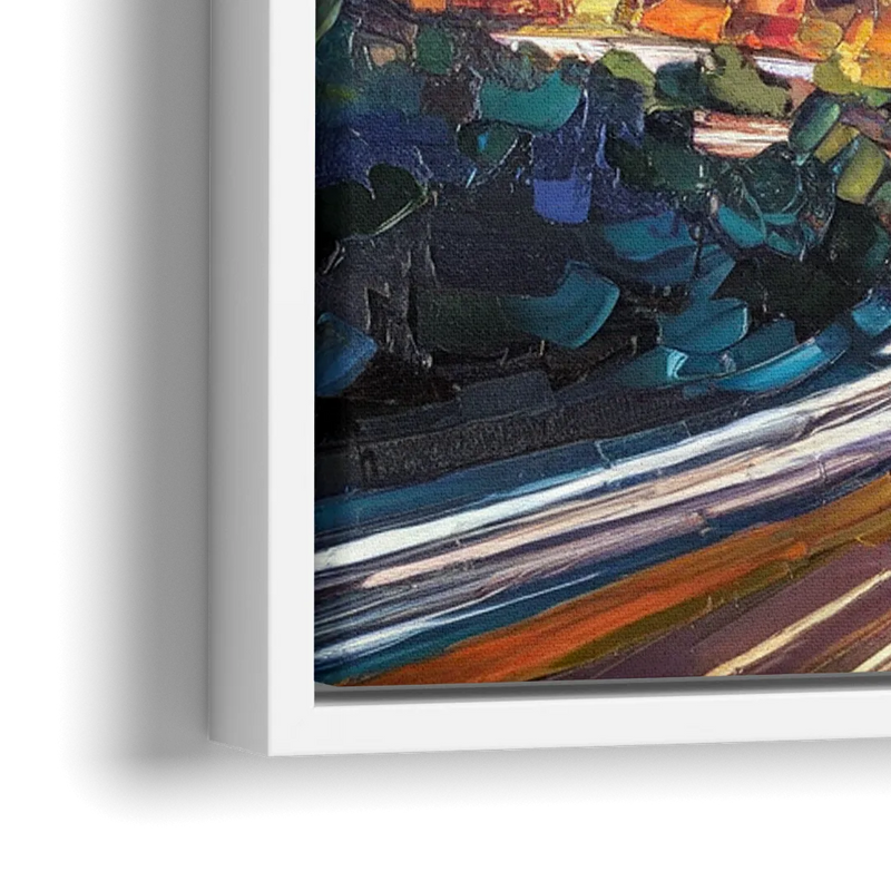 Atlanta Vibrant Downtown Scene - Close-Up White Frame Canvas