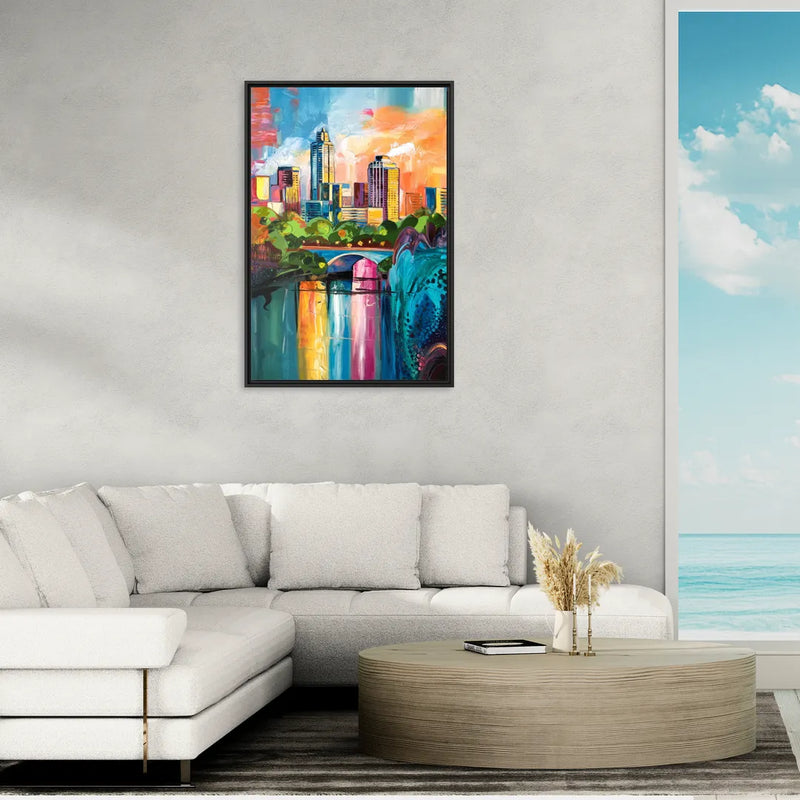 Austin Street Art Culture - Living Room Black Frame Canvas
