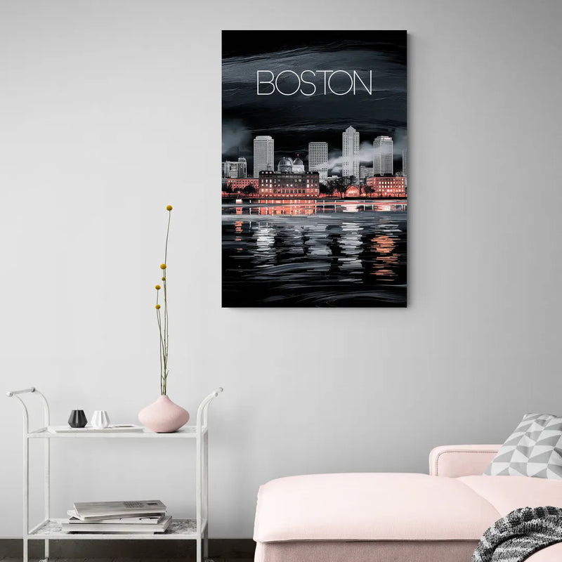 Boston Black and White Aesthetic - Canvas Wall Art Living Room