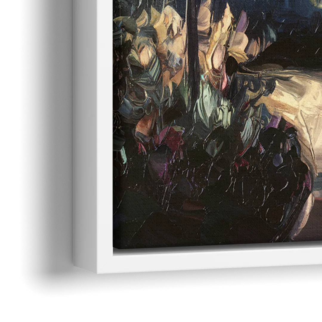 Cleveland Nighttime Lights - Close-Up White Frame Canvas