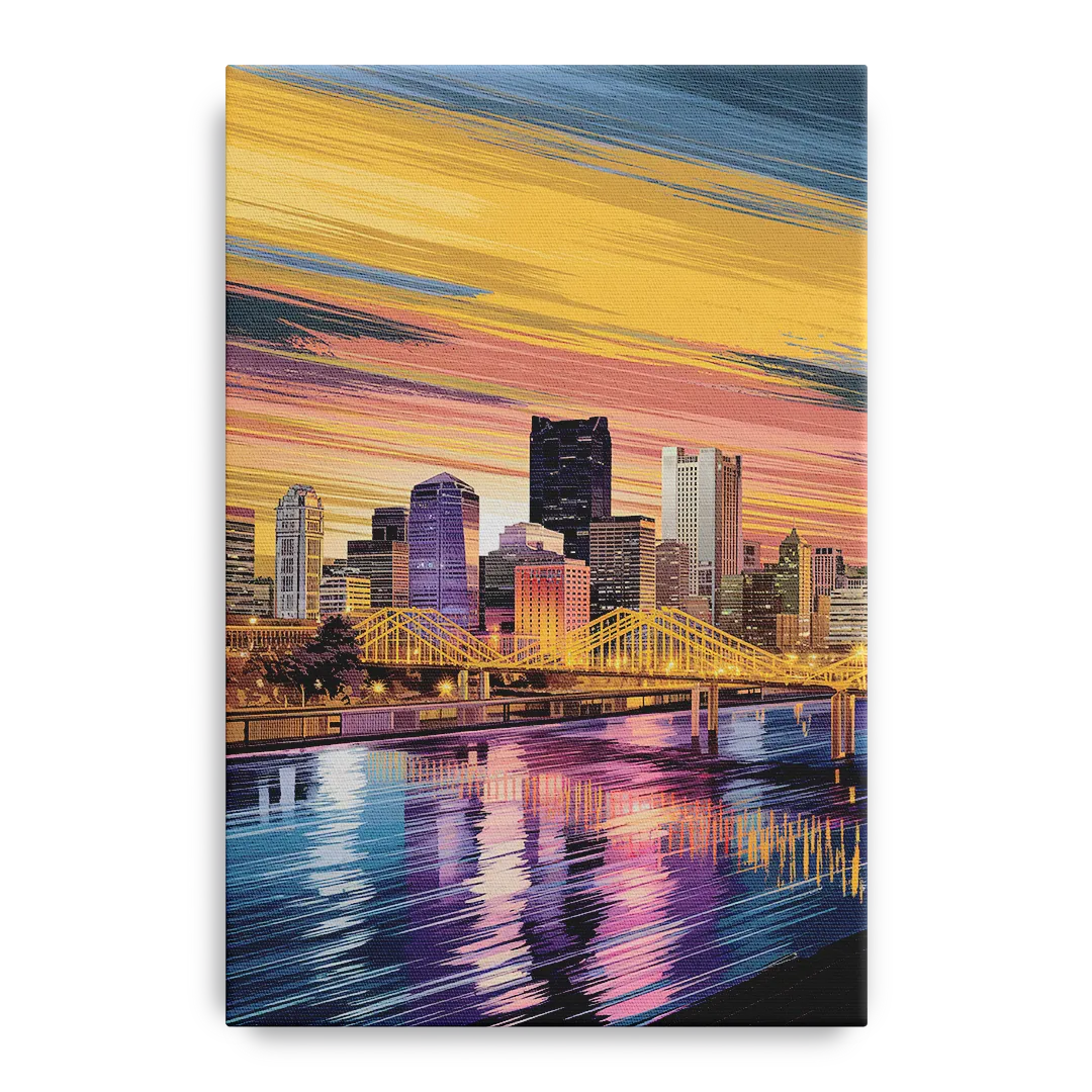 Pittsburgh Skyline Reflection - Canvas Wall Art