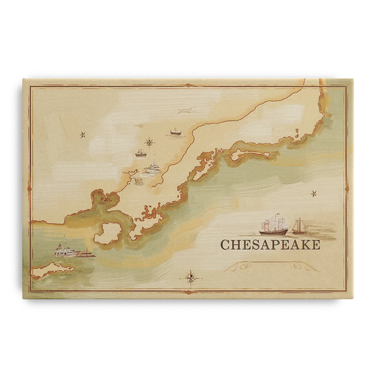 Chesapeake Bay Map Elegance - Canvas Wall Art